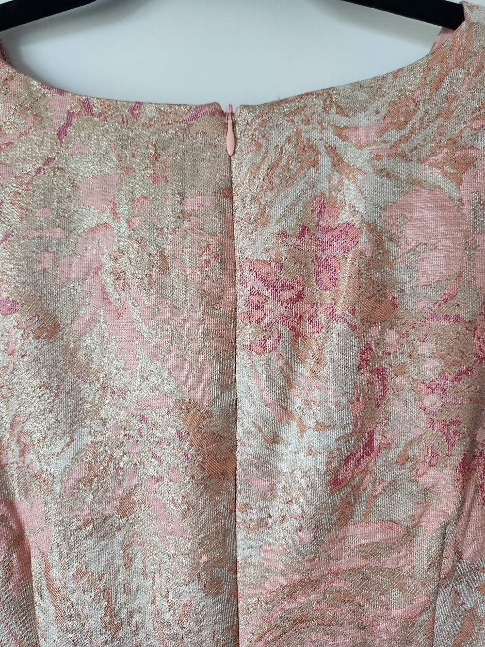 Vince Camuto Pink Metallic Brocade Crisscross Mini Dress - Picture 14 of 16